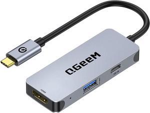 QGeeM USB C to HDMI Adapter 4K, 3 in 1 USB C Hub HDMI USB C Adapter, 100W Fast Charge, Compatible with MacBook Pro/Air/iPad Pro, Samsung Galaxy S10/S9, Surface 8 and More Type C Devices