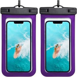 Waterproof Phone Pouch, Waterproof Phone Case for iPhone 15 14 13 12 Pro Max XS Samsung, IPX8 Cellphone Dry Bag Beach Essentials 2Pack Purple