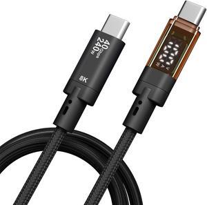 QGeeM USB4.0 Type C Data Cable 240W 5A Fast Charge 40Gbps 8K@60Hz Compatible Thunderbolt4/3 with Digital Display Audio USB-C Cable