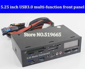 USB 3.0 Front Panel Drive Bay for Desktop Computer Chassis Front Panel LCD Temperature Display Fan Speed Control for Computador
