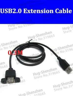 black Panel Mount USB 2.0 Extension Cable (USB Male to female) 0.3m 5pcs black Panel Mount USB 2.0 Extension Cable (USB Male to female) 0.3m 5pcs