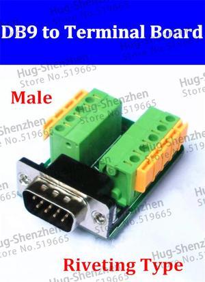 10pcs DB9 ADAPTER 9 Pin Port MALE  Breakout to Terminal Board with riveting type,