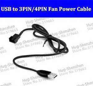 USB 5V to 3/4 Pin Computer PC Fan Power Cable Connector Adapter with 90CM --10pcs/lot