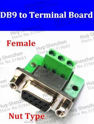 Wholesale 30 pcs  female DB9 Serial Port to terminal RS232 breakout to terminals pin 2/3/5  Nut type