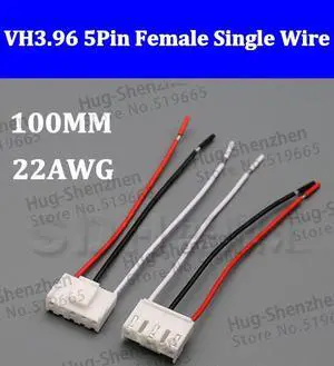 30pcs/lot VH3.96 3.96mm 5 Pin Female 5-Pin Connector 22AWG 100mm Single 22AWG Wire Cable