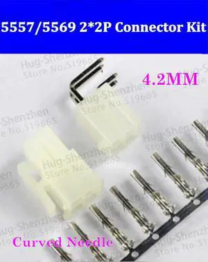 100 pcs Automobile connector spacing of 4.2 MM 4 p connector plug + 5557 5569 curved needle base + terminals