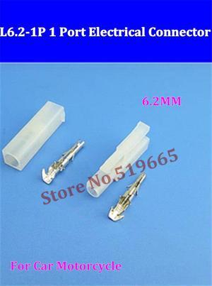 100 sets L6.2-1P  1 port Terminal 6.2mm pitch Electrical Connector Kits Male Female socket plug for Car