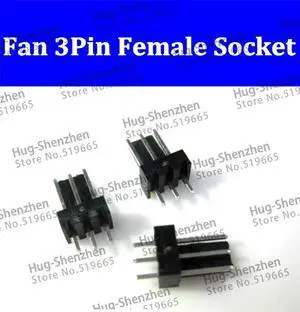 100pcs Black plastic shell Fan 3Pin Female socket connector for computer