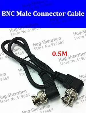 BNC Double Angle Male Plug , BNC 90 Degree Male to Male Adapter Cable For CCTV Camera Coaxial ,0.5M, 5pcs
