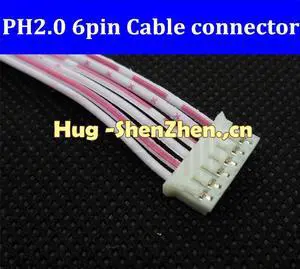 50Pcs  JST PH 2.0mm2.0  wiring terminals cable  connector female with wiring 6pin 30cm Single Head
