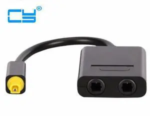 Dual Port Toslink Digital Optical Audio Splitter Adapter Fiber Optic Audio Cable 1 In 2 Out Black Color