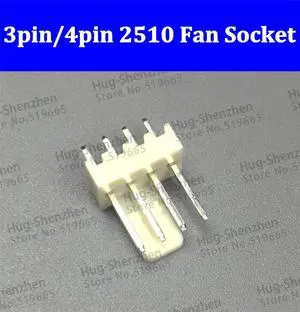 100pcs white plastic shell Fan 3Pin 4pin socket 2510 2.45 connector for computer