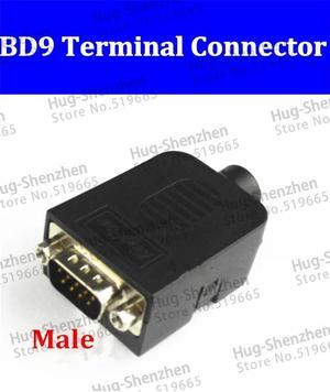 5pcs/lot D-SUB DB9 male 9Pin Black Cover Nut Type Breakout Terminals Board Connector shell DIY Plugs