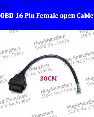 10pcs/lot OBD2 OBD-II Opening Cable 16 Pin Female Extension Connector Diagnostic Extender 30CM
