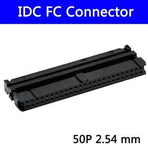 100pcs 2.54 mm IDC Socket Female FC 50P 50pin 2*17 Rectangular Connector adapter Ribbon Cable 1.27 mm