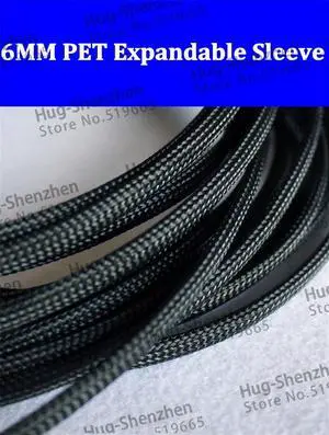 6mm Braided Cable Wire Sheathing Sleeving Harness Expandable Wire sleeving 10M(32.8feet)-Black