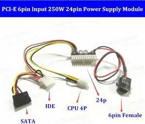 PCI-E 6pin Input DC-ATX-250W 24pin Power Supply Module Swithc Pico PSU Car Auto Mini ITX High DC-ATX power module ITX Z1