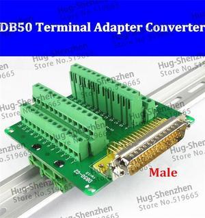 DB50 DR50 male 50 pin port din rail module Terminal block adapter converter PCB board Breakout 3 row with shell