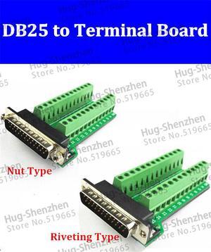 DB25 Male Signal Module Terminal Breakout Board Riveting /Nut Teeth Connector 5pcs/lot