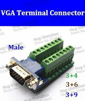 25pcs HDR15 DB15  Male 3Row 15Pin Plug Breakout PCB Board Terminals Connectors Adapter VGA connector 3+4 3+6 3+9