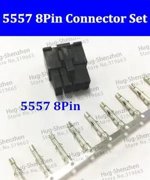30pcs Black 5557/ 8Pin 2*4pin male for PC/computer PCI-E Power connector plastic shell with 240pcs terminals pin crimp long leg