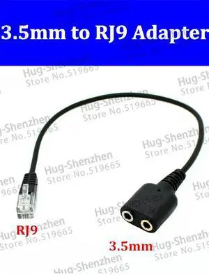 10 pcs/lot Headset Cable Dual 3.5mm to RJ9 Plug Adapter Convertor for PC Telephone Using