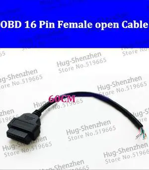 5pcs/lot OBD2 OBD-II Opening Cable 16 Pin Female Extension Connector Diagnostic Extender 60CM