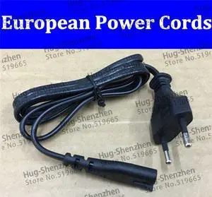 1.2M 2-Prong Port EU European Power cord Black cable -5pcs/lot