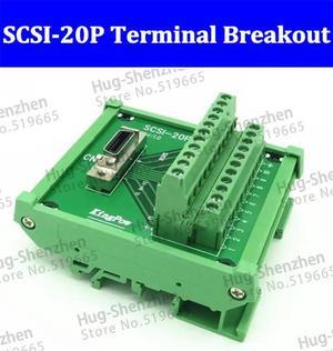 SCSI 20P 20 Pin CN slot 180 degree acquisition card Terminal Block Breakout Board Adapter DIN Rail Mounting 1pcs