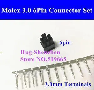 Wholesale 200X Molex 3.0mm 2*3pin 6 Pin 6pin 43645-0600 Male Power Connector Housing Black Plastic Shell with 1200 terminals pin
