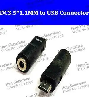 DC3.5*1.1mm female to USB Micro 5P male  power adapter connnector for IPAD--20pcs/lot