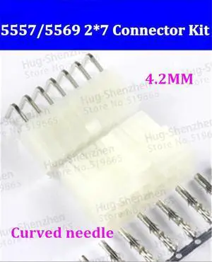 50sets Car connector 5557/5569 4.2MM 14P Connector plug and a curved needle seat + terminal