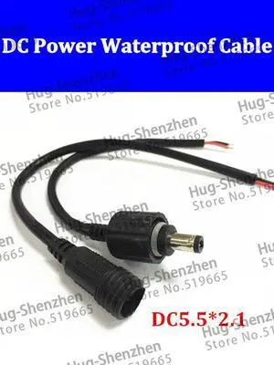 DC5.5*2.1 waterproof male and female connector with cable for DC power cable 10pair