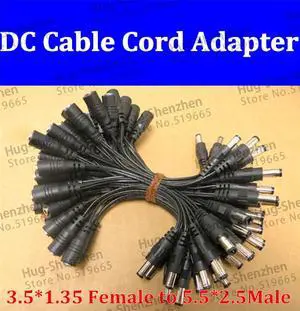 DC Power Plug 5.5x2.5mm Male To 3.5x1.35mm Female Power Cable Cord Adapter , 5.5*2.5 Male, 3.5*1.35 Female, 10Qty,