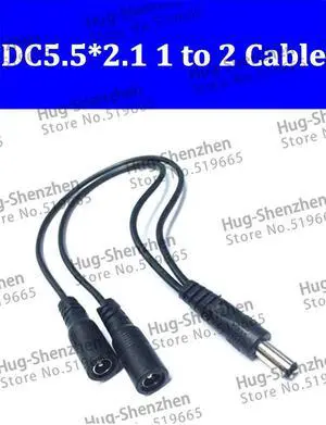 25pcs DC Power 12V Pigtail 2.1*5.5mm 1 Male to 2 Female Y Splitter Plug power Cable Jack for led lamp and monitoring