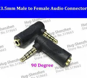 Plug Elbow angle 3.5mm male to female audio connector 90 degrees adapter connector for Headset 50pcs/ lot
