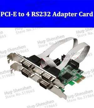 PCI-E to 4port RS232 PCI Express DB-9 Serial RS232 RS232 Com Ports to PCI-E Controller Extender Adapter Card 2pcs/lot