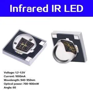 50pcs CCTV Accessories 3535 Infrared  IR LED 940-950nm 60degree High Power X2