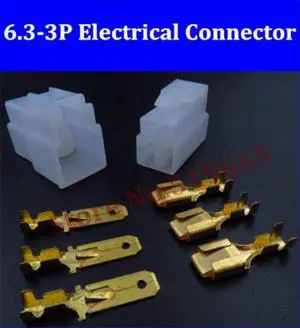 100Sets 6.3mm 6.3-3PIN 3-Pin Way/pin Electrical Connector Kits Male Female socket plug terminal for Motorcycle Car