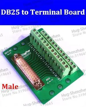 DB25 to Terminal adapter plate DR25 male terminal board 180 degrees