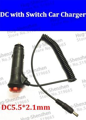 DC 12V Car Cigarette lighter Plug Cable 5.5mm x 2.1mm 12V Car Truck Bus Power Supply Adapter Charger Cable with Switch 5pcs