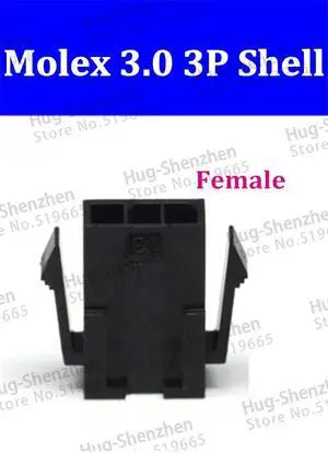 5557 Wholesale 500pcs molex 3.0 connector 43025 3P 3Pin black female plug shell with