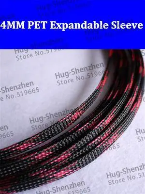 10 Meters 4 mm High Density Black Pink pet Enamelled copper wire Braided Expandable Sleeving