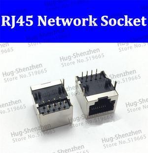 50 pcs/lot RJ45 Socket 8Pin PCB Mounting Network Adapter RJ45 Connector For Ethernet Network Data Transfer
