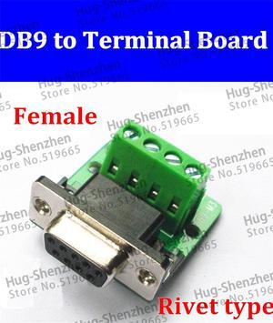 Wholesale Riveting type 10 pcs female DB9 Serial Port to terminal RS232 to RS485 Terminals breakout board pin 1/2/5/6