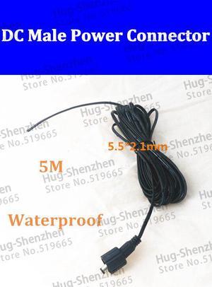 10pc/lot Black LED Connector DC Cable Waterproof DC5.5 x 2.1mm Male jack 5M wire for Led Power Adapter Plug Cord