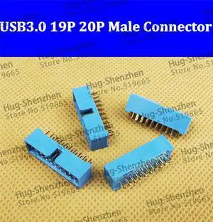 100pcs USB 3.0 19P 20P 19 pin 20 pin plug male connector 180degree for Extended Chassis connector