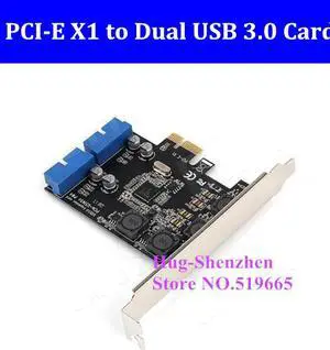 PCI Express PCIE  to Dual 19/20 Pin USB 3.0 PCI-e X1 to 2 ports 19pin USB3.0 Header adapter card for Desktop optical drive