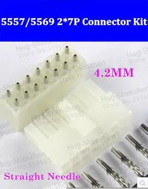 50pcs  Automotive Connectors 5557&5569 4.2MM 2*7PIN 14PIN connector plugs straight needle holder + Terminal