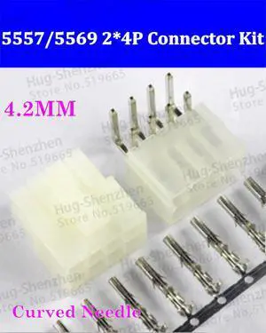 50sets 4.2mm 5557/5569 8Pin 2*4pin car terminal Electrical connector kit (Housing+curved needle+Terminal) for automotive ect.